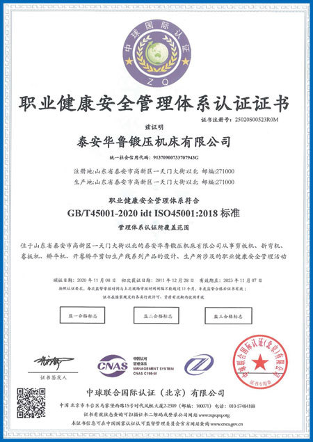 Occupational health and safety management system certification